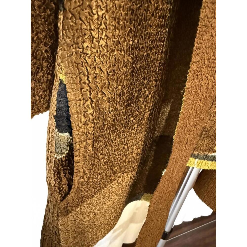 CHICOS CAMI & JACKET TWINSET 2 ABSTRACT BROWN & GOLD BLOUSE 3/4 SLEEVE 12 L NWOT - Picture 4 of 8